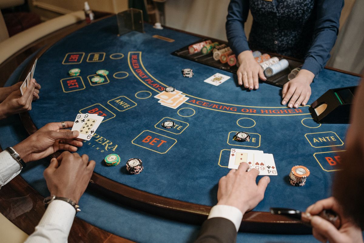 playing poker in a casino